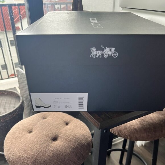 Coach Women's Lorimer Leather Lace Up Boots - Chalk - Picture 6 of 6